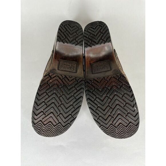 Sanita Shoes Clogs Women Size 40 US 9 Brown Leather Floral - Picture 13 of 15